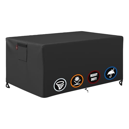 SHINESTAR Fire Pit Cover Rectangular for 44-48 Inch Fire Pit TableHeavy-Duty Ripstop & Waterproof with Windproof Drawstring and Buckles 48 x 28 x 24 Inches