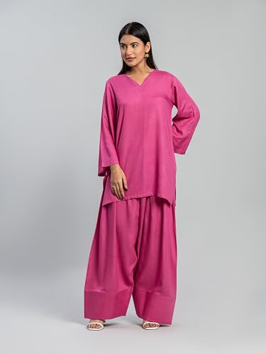 Image of Womens Rayon Solid Straight Kurta Farshi Salwar Set