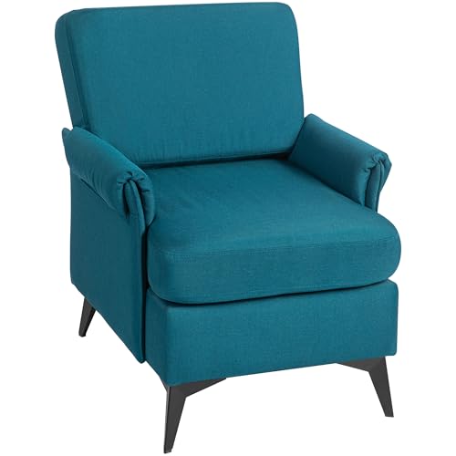 HOMCOM Poltrona d'arredo in Tessuto Effetto Lino Traspirante, Poltroncina con Braccioli Arrotolati, 70x73x83 cm, Verde