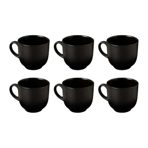 Image of Clay Craft Fine Ceramic Horizon Black Coffee Mug Set of 6, Cups for Tea & Coffee, Mug Set, Gift Set, Elegant Design for Home and Kitchen and Can Be Gifted to Your Loved Ones On Any Occassions