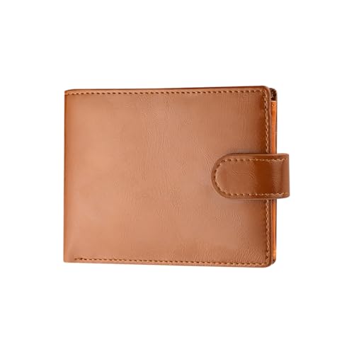 GSHLLO Large Capacity Business Wallet with Banknote Compartments PU Leather Card Holder Purse Portable Coin Pocket Wallet Men Slim Minimalist Purse with Zipper for Husband Father Brown