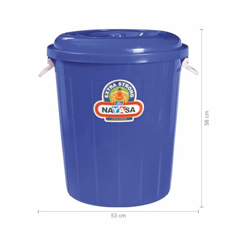 Image of Nayasa Bucket 62 with Lid- 60 Ltrs,Plastic Water Storage Bucket| Unbreakable Multipurpose Storage, Blue