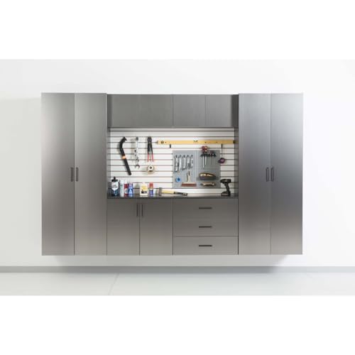 Image of Maykoosh Wall Mounted Storage Cabinet with Doors & Shelves Garage & Home Organization Metal /63x1x20 Top