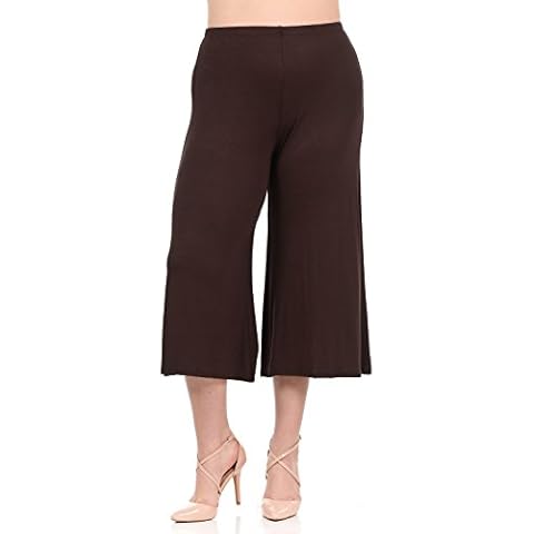 Pastel by Vivienne Women's Wide Leg Crop Culottes Plus Size - Brown Cover