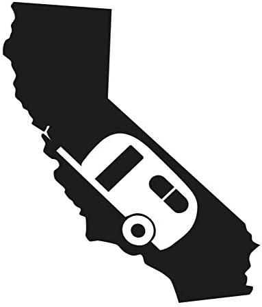 California State Camper Sticker - {Black} 5" Decal - CA Home RV Camping Camper Travel Trailer Sticker, Winnebago, R Pod, Jayco, Airstream, Grand Design, Forest River, Shitters Full, Camper, Glamping