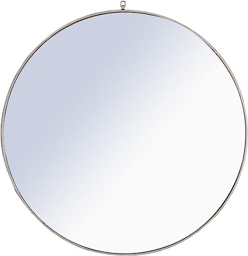 Elegant Decor Rowan 48" Rectangle Metal Frame Hooked Mirror in Silver
