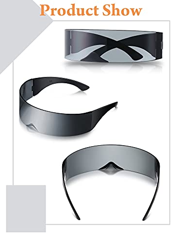 Honoson 6 Pieces 80s Futuristic Cyclops Visor Sunglasses with Semi Translucent Back to Future Inspired Costume Futuristic Wrap Visor Sun Glasses for Men Women Cyclops Style2