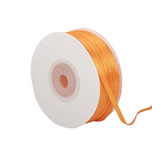 ATBEAMEN Orange Satin Ribbon - 3mm Thick, Double Sided, for Gift Wrapping Crafting, Cake Decoration, Wedding, Christmas