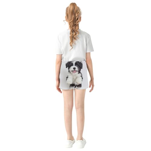 Girls Athletic Shorts Cute Black Puppy Print Youth Summer Casual Comfy Pajama Sleep Shorts Kids Clothes, X-Small3
