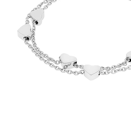 s.Oliver Armband mit Herzen für Mädchen, Edelstahl, Länge: 14-16 cm