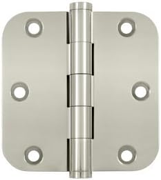 Deltana DSB35R514-R Polished Nickel 3.5 x 3.5 Solid Brass 5/8 Radius Corner Plain Bearing Mortise Hinge - Pair