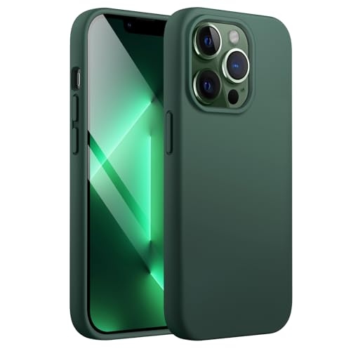 JETech Silicone Case for iPhone 13 Pro 6.1-Inch Silky-Soft Touch Full-Body Protective Phone Case Shockproof Cover with Microfiber Lining (Midnight Green)
