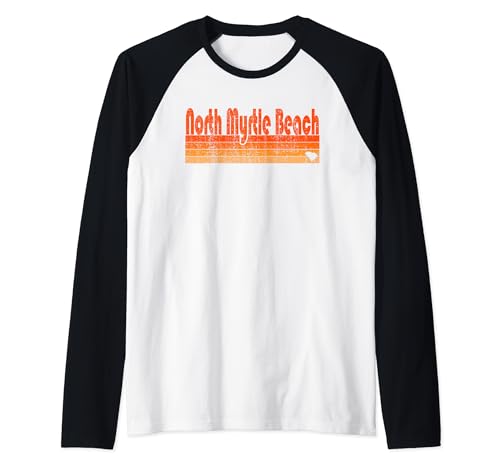 North Myrtle Beach, SC Retro 80s Style Raglan Baseball Tee