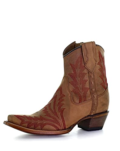 Corral Boots Circle G Ladies Sand Embroidery and Zipper Ankle Boot L5703 (numeric_6_point_5)
