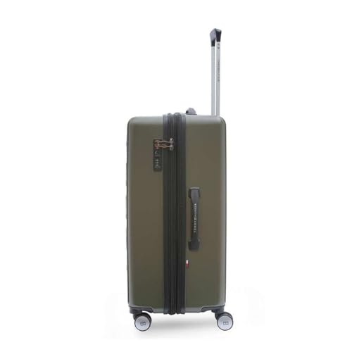 Image of Tommy Hilfiger Medium Hard Luggage Empire X - Olive | Check-in Trolley Bag with TSA Lock | 360 Spinner Double Wheels | Telescopic Handle | Polycarbonate Shell Suitcase | 68cm | 63L Capacity