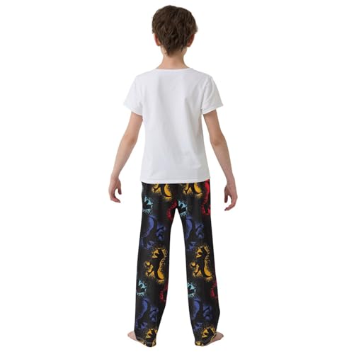 ZZKKO Dino Dinosaur Grunge Colorful Boys Pants for Kids Jogger Pants with Pockets S-XL3
