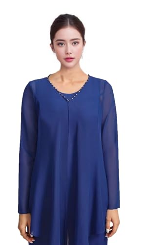 3 Piece Mother of The Bride Pant Suits Chiffon Formal Party Outfit Set Evening Gowns for Women Mother of The Groom Dress2