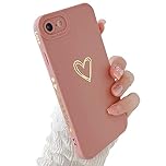 LRANKAI Compatible with iPhone 6/6S Case for Women Girl,Cute Plated Love Heart with Full Camera Lens Protection Case Soft Silicone TPU Anti-Scratch Protective Cover for iPhone 6/6S 4.7″-Pink