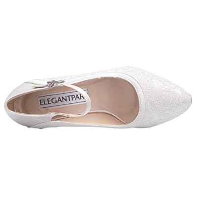 ElegantPark HC1928 Blockasbtz Hochzeit Bequem Hoch Pumps Mary Jane Satin Lace Hochzeitsschuhe Brautschuhe – Bild 6
