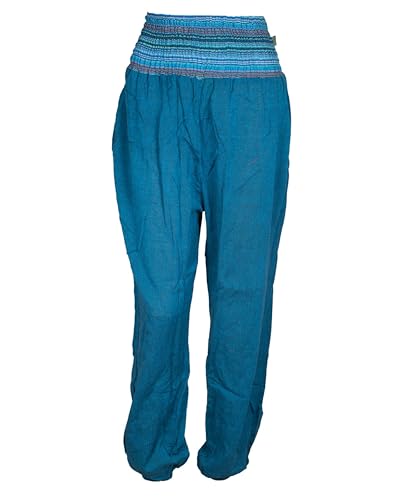 Vishes - Alternative Bekleidung - Leichte Damen Chino Haremshose mit dehnbarem Bund Taschen türkis