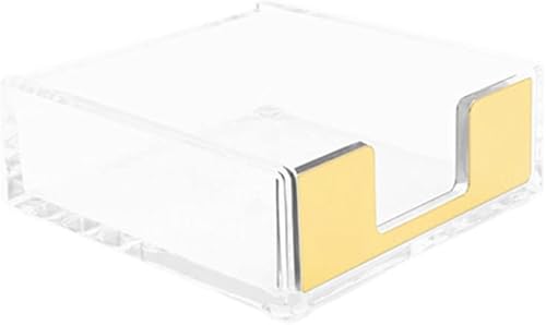Miniatura 9 de Soporte autoadhesivo para bloc de notas de cobre acrílico transparente y dorado, dispensador de cubos de notas adhesivos, 3.5 x 3.3 pulgadas para