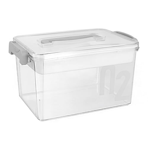 QINGZY Caja de Almacenamiento para Medicamentos, Caja Organizadora de Medicina de 2 Capas, Caja Farmacia de Botiquín con Tapa Asa, Gran Capacidad para Medicamentos en Casa, Transparente