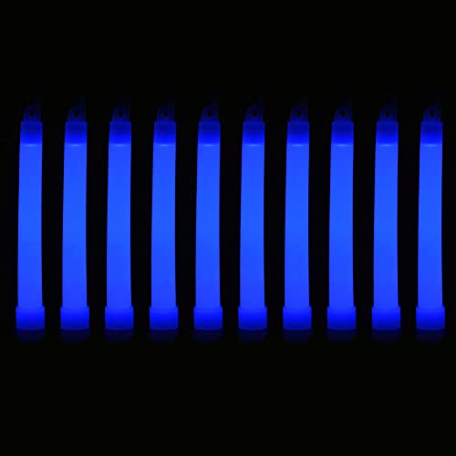 Starnearby Lot de 10 Bâtons Lumineux d'urgence de 15 cm, Bâtons Lumineux Fluorescent, étanches, avec Crochet pour Randonnée, Camping, Fête, Carnaval, Raves (Bleu)