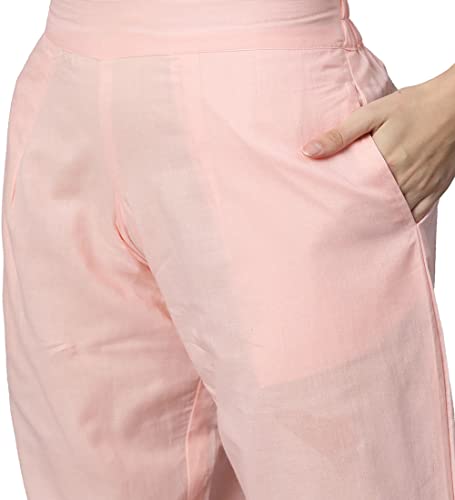 Image of Divena Pink Cotton Straight Kurta Pant Set With Dupatta