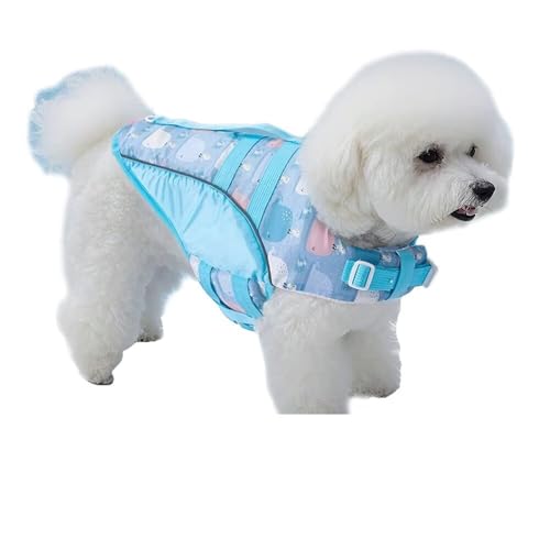 Yucahype ペット 犬用ライフジャケット S-XL 調節可能 小型犬 中型犬 大型犬 高可视性 高浮力 軽量 救助ハンドル付き 救命胴衣 救急服 水遊び用 犬の安全を守る(M ブルー)