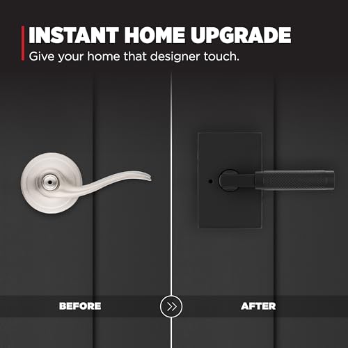 Kwikset Prava Privacy Knurled Door Lever with Lock, Matte Black | Privacy door lever, bedroom door handle, bathroom door handle, locking door lever, keyless door lock, reversible lever - image 4