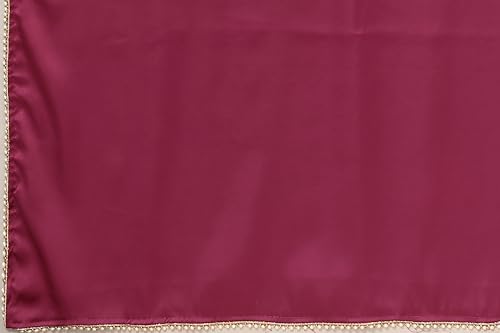Image of FABIAN FASHION Women's Plain Japan Satin Silk Saree with Pearl Lace Border, Includes Unstitched Matching Blouse Piece - Elegant Saree(AVN 1694)