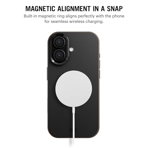 Image of DailyObjects Leatherite Case for iPhone 17 Compatible with MagSafe Wireless Charging | Black-Beige Hybrid Magnetic Back Cover