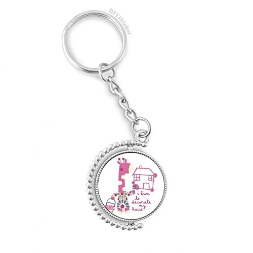 Clé anneau rotatif girafe rose pour retrouver facilement vos clés de maison