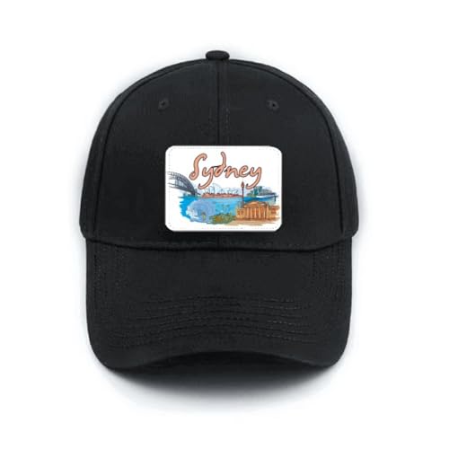 Casquette Sydney Opera classique noire en coton ajustable pour adulte