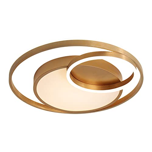 Plafonnier LED moderne 43W avec cercle en acrylique or, luminaire de plafond pour chambre et salon