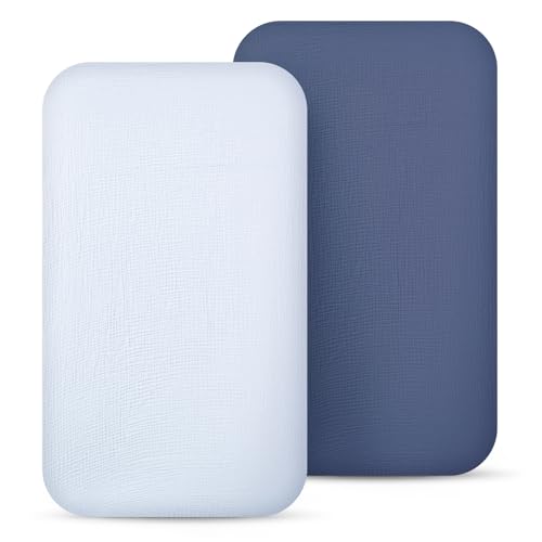 Image of lulumoon Muslin Bassinet Sheets for Baby: Skin-Friendly & Soft Bedside Sleeper Bassinet Fitted Sheets for Boys