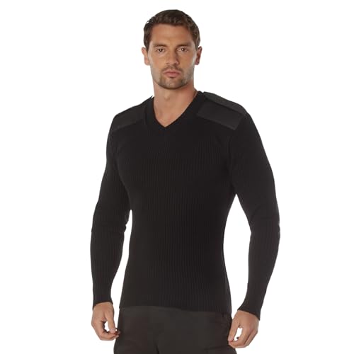 Rothco Acrylic V-Neck Sweater &ndash; Active-Duty Approved Warmth with Rugged Style &ndash; Black &ndash; M