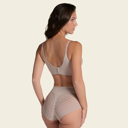 Image of Leonisa High Waisted Invisible Tummy Control Shapewear for Women - Stripe Lace Ladies Underwear Panties
