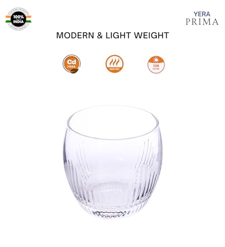 Image of Yera Prima Zest Whisky /Scotch /Water Glasses- 345 ml Each -Set of 2 pcs | for Daily use & Gifting