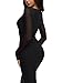 REORIA Women's Fall Mesh Sheer Long Sleeve Wedding Guest Dress Sexy Floral Bodycon Maxi Long Dresses Black Onyx Large
