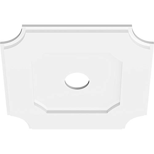 Image of Ekena Millwork CMP18LE-03000 Locke Architectural Grade PVC Contemporary Urethane Ceiling Medallions 18 inchOD x 3 inchID x 10 3 /4 inchC x 1 inchP