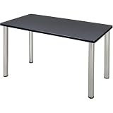 HomeStock Mediterranean Mingle 24' Training Table- Grey/Chrome, Adjustable and Foldable Office Table with Wheels for Meeting Rooms and Classrooms