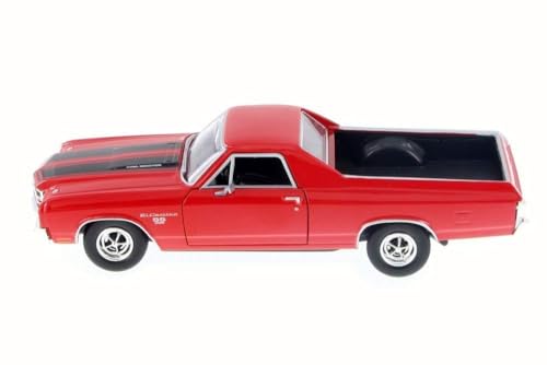 1970 Chevrolet El Camino SS 396 Rojo con Franjas Negras 1/24 miniatura 3