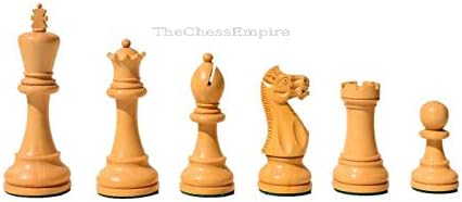 Miniatura 3 de --Juego de ajedrez de la serie Grandmaster, piezas de ajedrez de boj y boj dorado verde de 3.75 pulgadas, juego de ajedrez King Luxury Wood Staunton