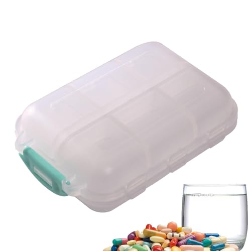 Organizador de pastillas de viaje - Contenedor Portátil De Medicina Diaria Con 12 Compartimentos - Organizador y almacenamiento de pastillas de viaje para bolsillos, carteras y bolsos.
