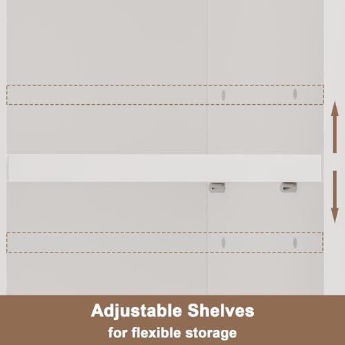 ChooChoo Narrow Bathroom Storage Cabinet with Adjustable Shelves, Tall Storage Cabinet with 2 Doors and 1 Drawer, Freestanding Cupboard for Small Spaces, White