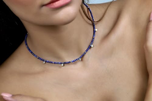 Collier Lapis Lazuli Pierre de Naissance Septembre Cadeau en Or - 2