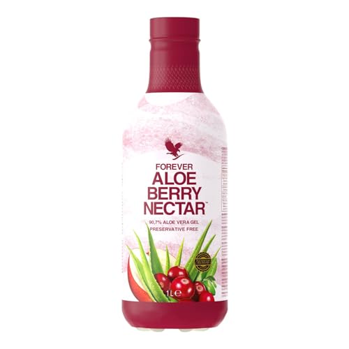 Forever Aloe Berry Nectar 100% pures Aloe Vera Gel 1 Liter ohne Zusatz von Konservierungsstoffen Vitamin C Cranberry Granatapfel Apfelsaft glutenfrei Energielieferant fruchtiger Saft