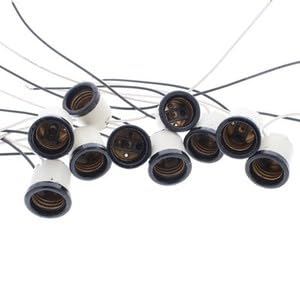 #US 8152-8 Porcelain Light Sockets Black Flange Lampholder Medium Base 10pcs