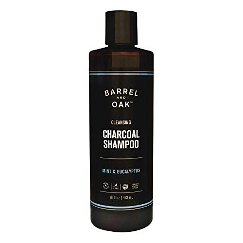 Barrel and Oak - Cleansing Charcoal Shampoo, Clarifying Shampoo, Hair Care for Men, Deep Cleans & Purifies, Hydrates & Soothes Dry Scalp, Essential Oil-Based Scent, Vegan (Mint & Eucalyptus, 16 oz)